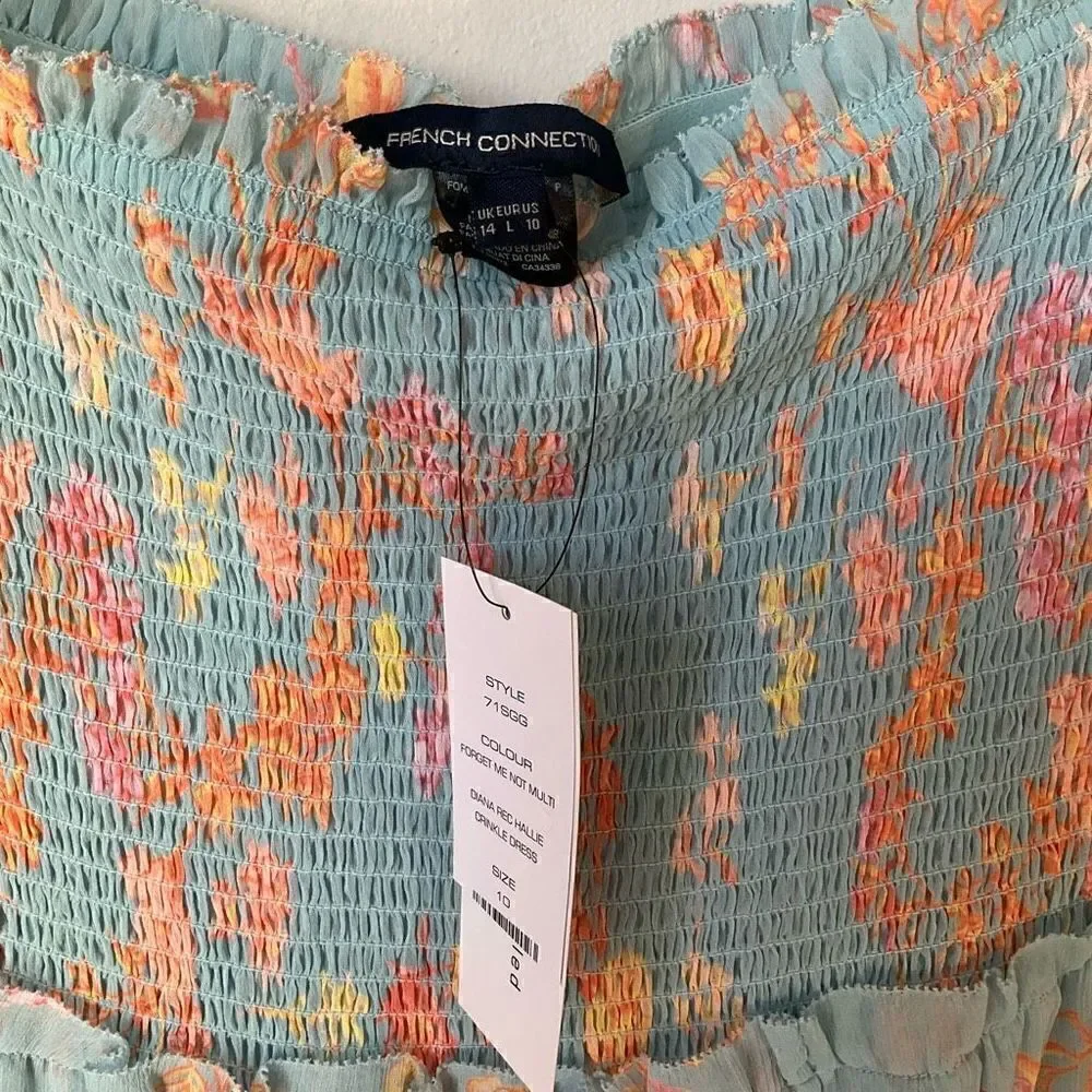 French Connection Strapless “Diana” Dress, 10, Light Blue, NWT. Boho, Softgirl